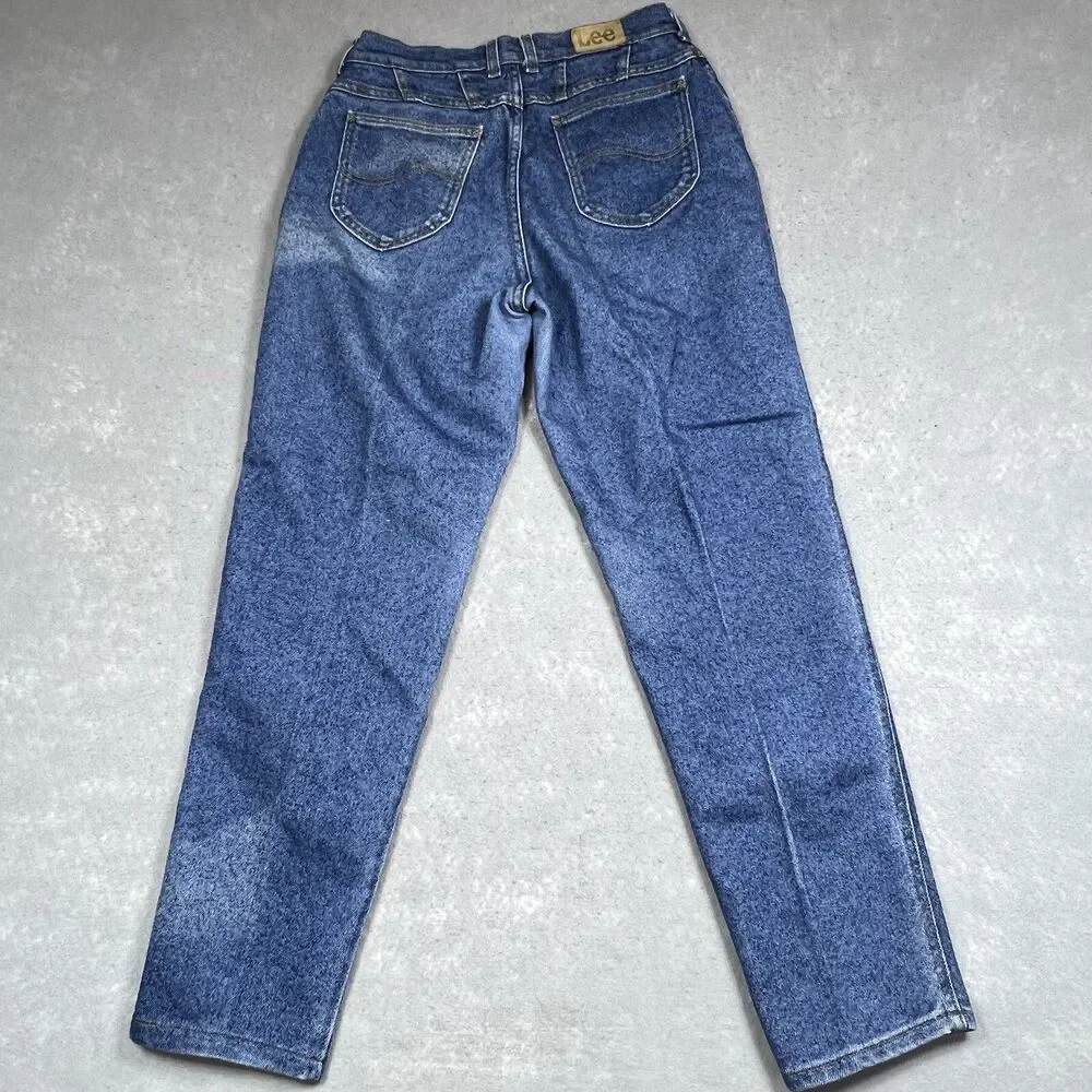 Vintage 80s LEE Sexy Chic Mom Tapered Jeans Womens SZ 31x30 High-Waist Acid-Wash - Picture 8 of 14